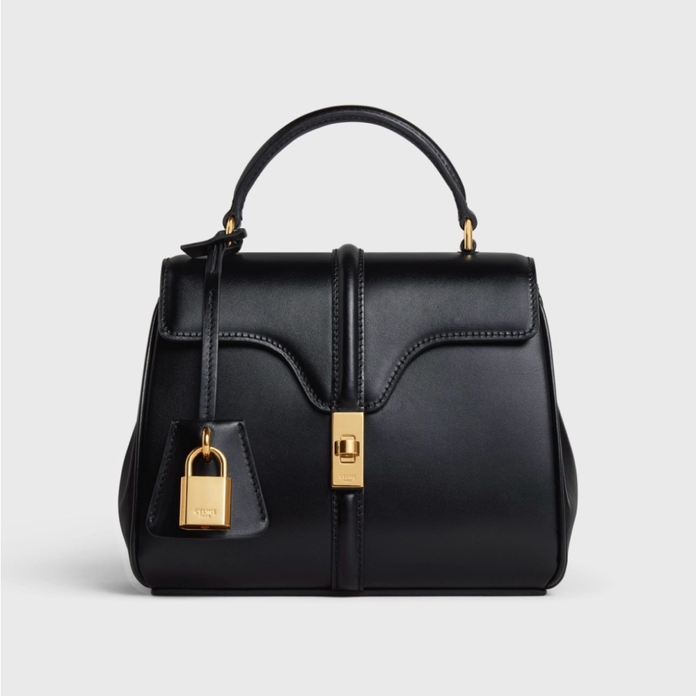 Authentic Celine Small 16 Bag in Satinated Calfskin Black
